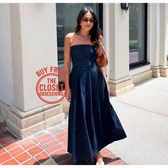 ZARA Blogger Fave Belted Strapless Dress NWT โจ Elegant A-Line Size M - Picture 8 of 16